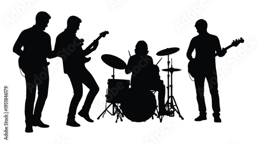 Silhouette of a rock band performing on stage