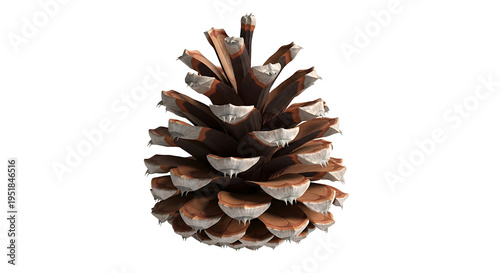 A highly detailed pinecone in the style of hyperrealism on transparent background