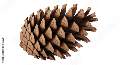 A highly detailed pinecone in the style of Hyperrealism on transparent background