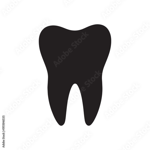 Black single healthy tooth silhouette vector illustration on white background