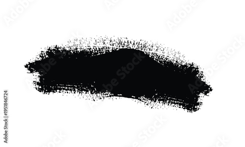 Black grunge brush stroke texture. Rough highlight banner vector.