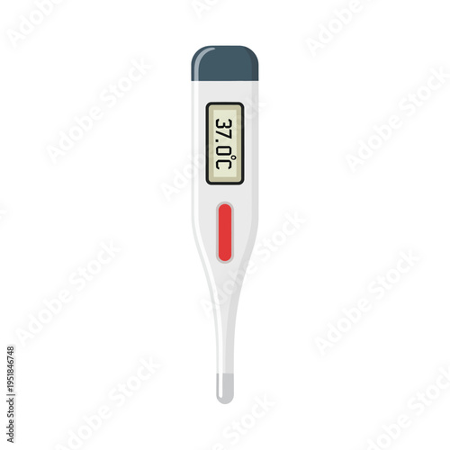 Medical digital thermometer shows 37.0 degrees Celsius