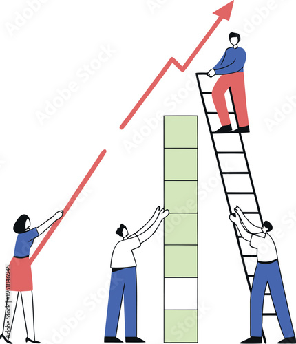 Business people working together to achieve success with growth and progress