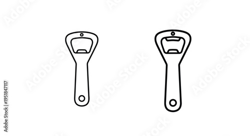 Two black bottle openers depicted in a stark outline silhouette