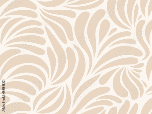 Beige floral pattern with white background and leaf design elements floral
