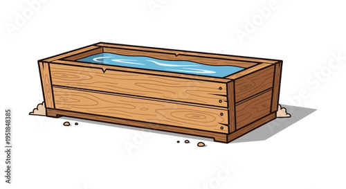 A wooden crate illustration depicts a simple rectangular box with a water line offering a stark silhouette high quality professional detailed