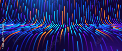 AI Data Flow Visualization Showing Neural Network Connections Within a High-Tech Digital Analytics Environment. Digital Business Transformation Vector Background.