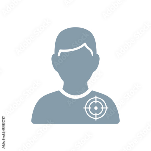 Person silhouette with target icon for user audience focus
