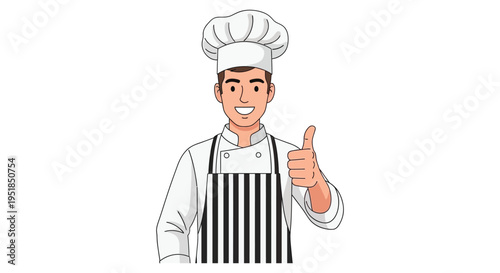 A smiling chef in traditional uniform gives a thumbs up presenting a positive and welcoming image silhouette high quality professional