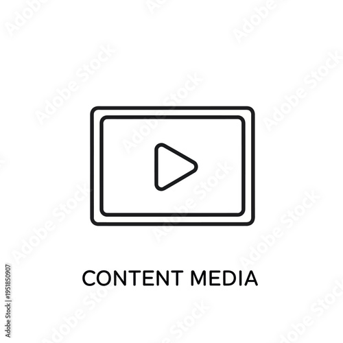 Play button icon for content media on white background