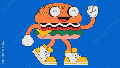 A funny cartoon vector illustration of a boy and his baby animal character friend enjoying a drawing of a man with beer and people at the beach in a comic design