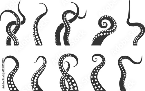 Octopus tentacles silhouette set, Octopus tentacles svg, Tentacles silhouette, Tentacle Svg, Tentacles clipart, Tentacles vector -V02.