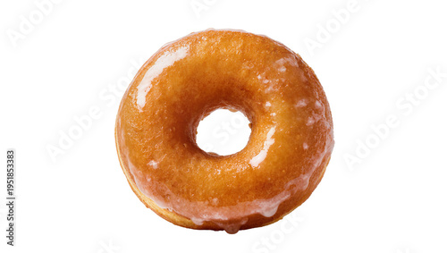 Delicious golden brown glazed donut PNG, a sweet pastry isolated on transparent background, perfect for breakfast and dessert menus