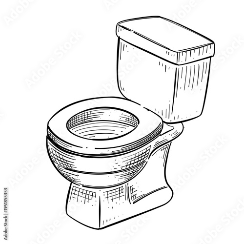 bathroom toilet bowl vector line art hand drawn illustration