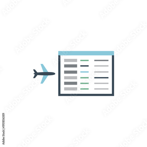 Travel airport flight schedule board with aircraft symbol