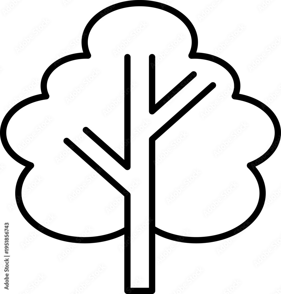 Obraz premium Minimalist tree icon a clean symbol of nature, ecology and greenery for graphic design elements