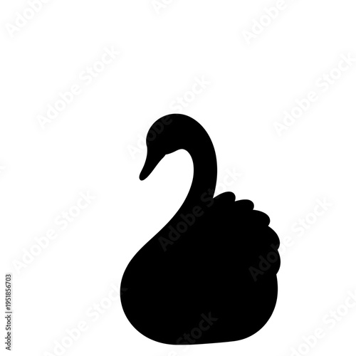 Elegant Swan Silhouette: The graceful form of a solitary swan, rendered in sleek silhouette against a clean backdrop, symbolizes purity and elegance. 