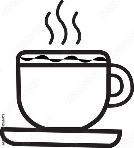 Minimalist Monoline Coffee Cup Icon