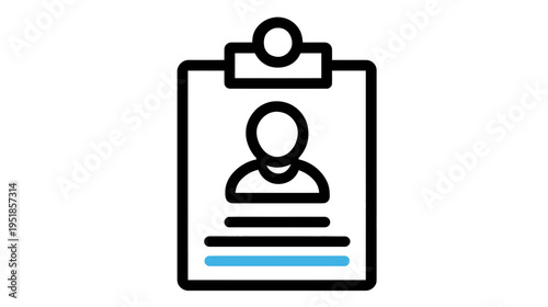 Line Icon of Personal Profile on Clipboard for Identity, User Account, Resume, Application, and Registration Information