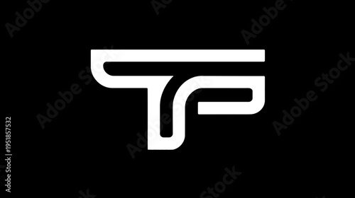 Modern abstract geometric T and P or F letter combination logo design. Minimalist typography graphic symbol for branding.