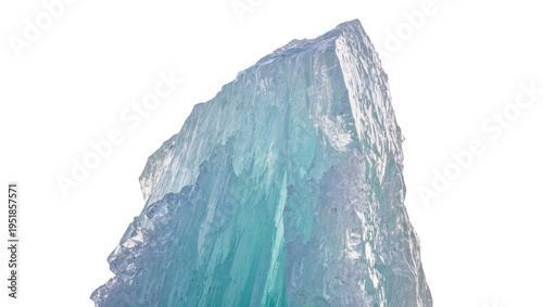 Striking blue-green ice formation, a colossal glacier fragment or iceberg, isolated on transparent background, arctic and climate change themes PNG