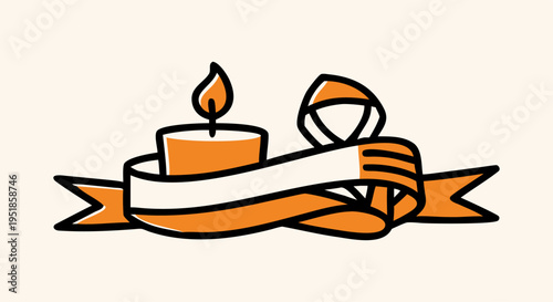 Orange ribbon and candle commemorate National Day for Truth and Reconciliation, honoring Indigenous Peoples