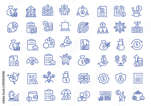 Wealth Management icon set. Editable line icons. Vector illustration.