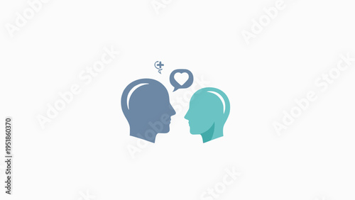 Two heads show mutual affection and connection.