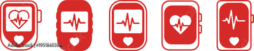 Set of icons depicting various health monitoring features on smart devices