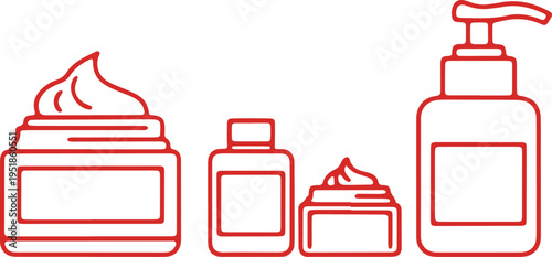 Illustration of common personal care and hygiene product containers