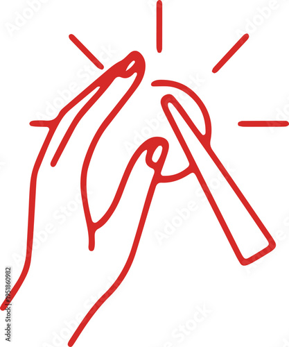 Two hands clapping together with a bright light effect between them