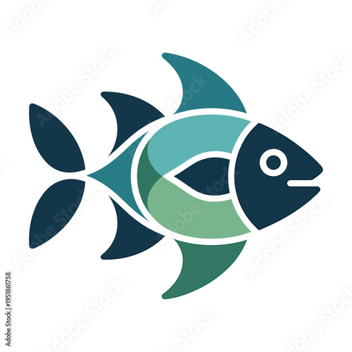 stylized fish icon with modern gradient vector design representing aquatic life seafood industry marine ecology fishing concept and ocean biodiversity clean minimal illustration