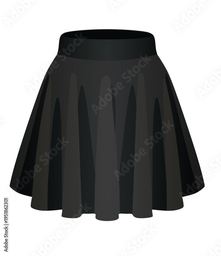 Black pleated skirt. vector illustration