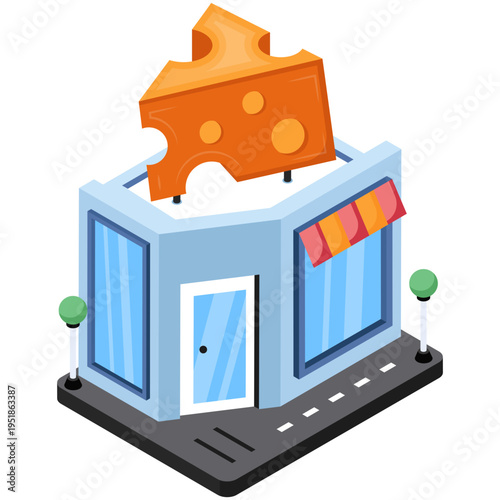 Cheese shop icon, editable vector 