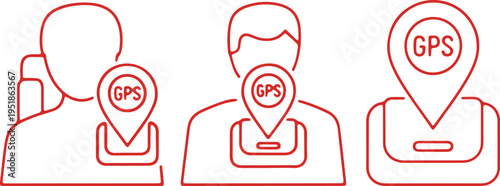 Illustrations of people and devices utilizing gps technology for location tracking