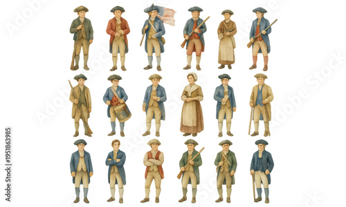Colonial Era People Illustration Set