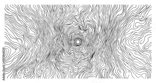 Abstract topographic line art vector background, organic wavy pattern and wood grain texture in hand drawn sketch style