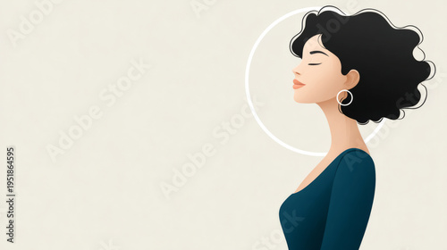 Ai led hair and scalp diagnostics design featuring a woman with curly hair