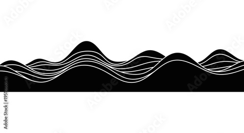 Abstract Sound Wave Vector Illustration - A Seamless Black and White Graphic Representing Audio Frequencies and Data Flow