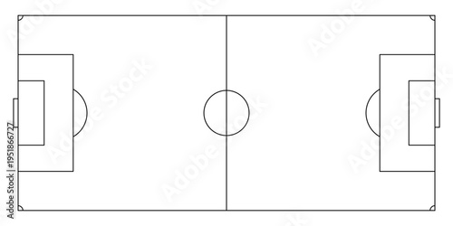 Soccer Football Stadium Pitch Field Line Outline Plan for World Cup Competition.Vector Illustration