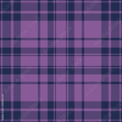 Checks background pattern texture, 1970s fabric tartan plaid. List seamless textile vector check in blue and purple colors.
