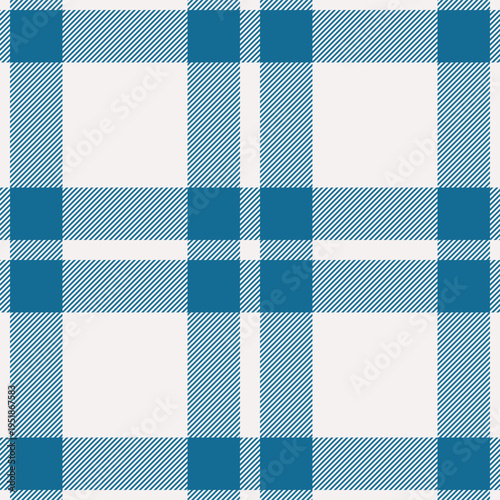 Fuzzy seamless texture textile, canadian pattern fabric check. Art tartan plaid background vector in white and cyan colors.