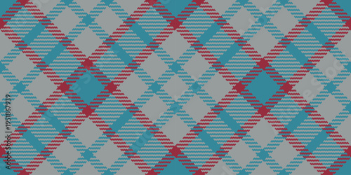 Handkerchief vector fabric textile, fancy plaid texture tartan. Knit check background pattern seamless in grey and cyan colors.