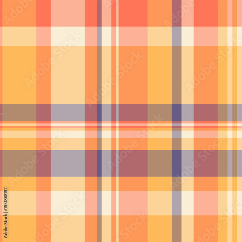 Improvement seamless textile vector, deluxe fabric check tartan. Mens shirt plaid background texture pattern in orange and amber colors.