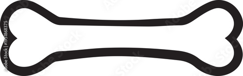 A simple black and white line art illustration of a dog bone icon isolated on white. Vector, illustration