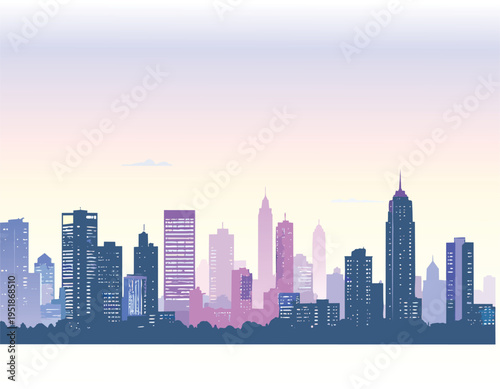 Los Angeles and Seattle skylines at sunset with urban cityscape and skyscrapers silhouette
