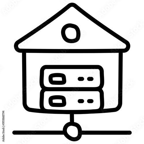 Vector design of server room, linear icon