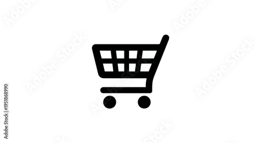 Simple black shopping cart icon for e-commerce, online retail, buying, and digital marketing applications