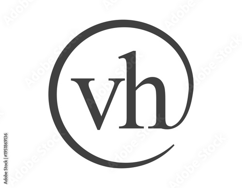 VH logo from two letter with circle shape email sign style. V and H round logotype of business company