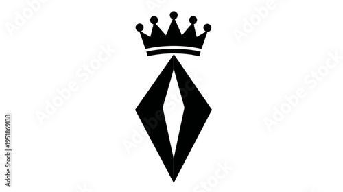 Elegant black crown with stylized abstract emblem icon. Regal royal crest design for luxury, premium, and quality branding.
